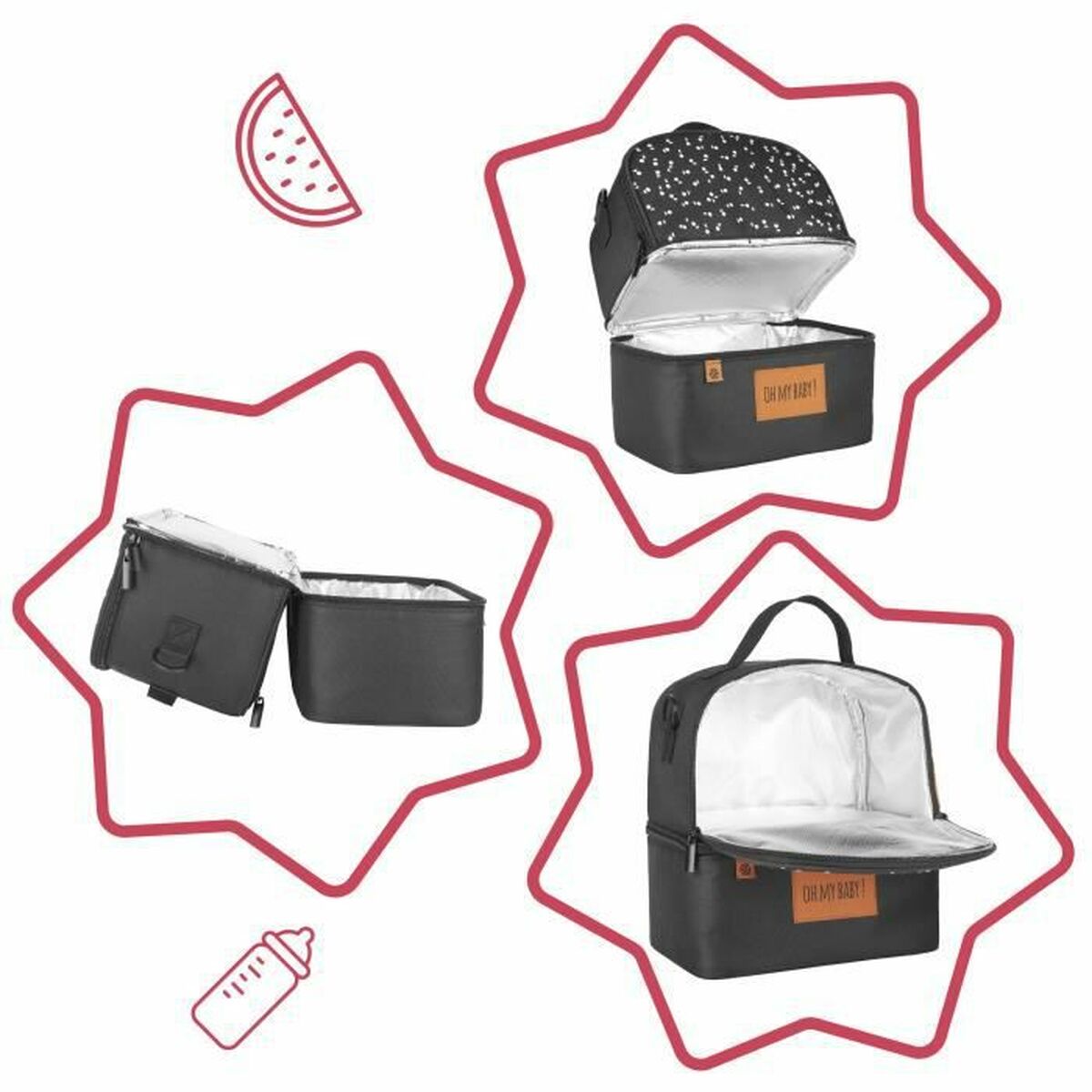 Termo rankinė Badabulle Pick & Go Juoda